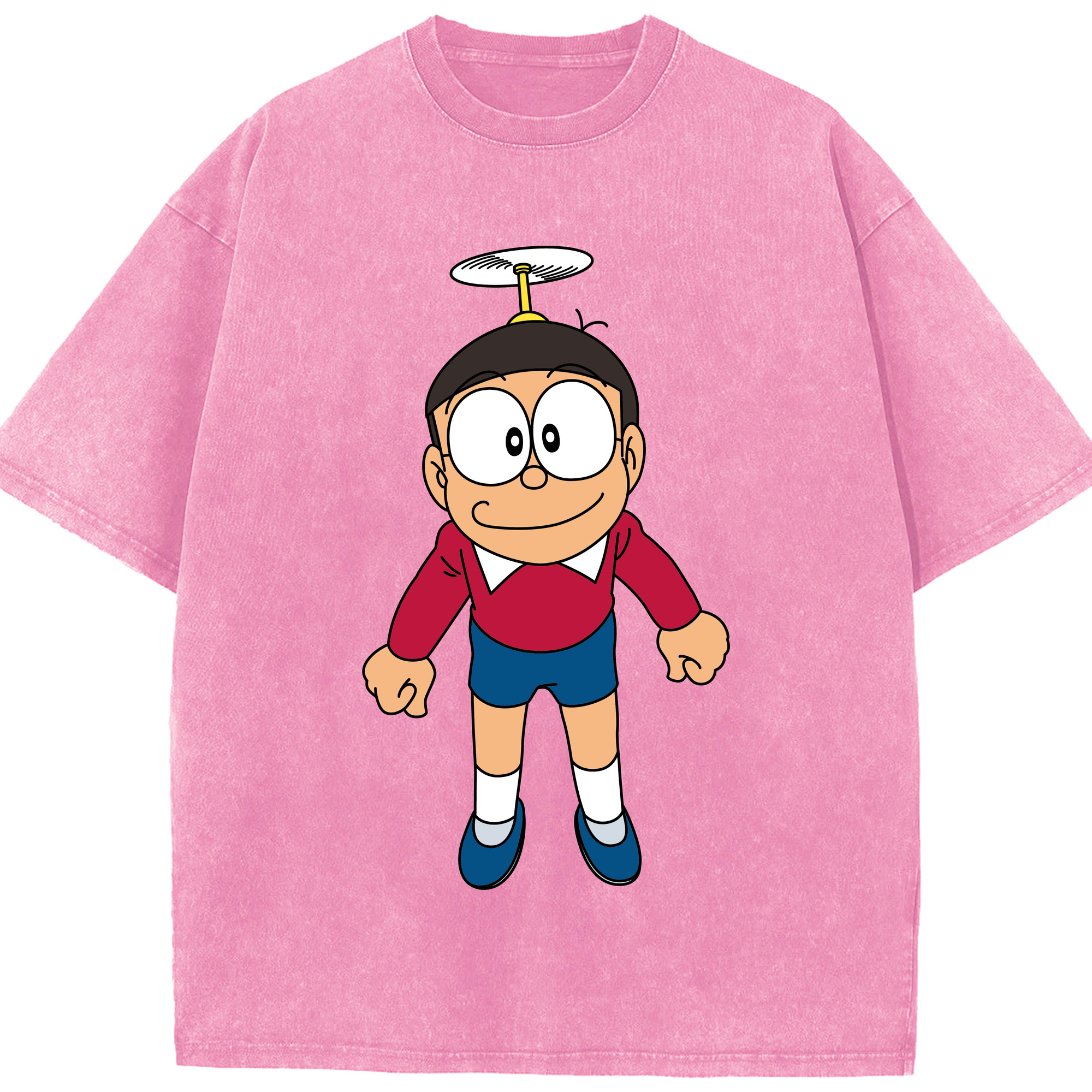 （画像用） ドラえもん 野比 のび太 Doraemon Nobita Nobi 綿100% ヴィンテージ風 半袖Tシャツ（フロントプリント）